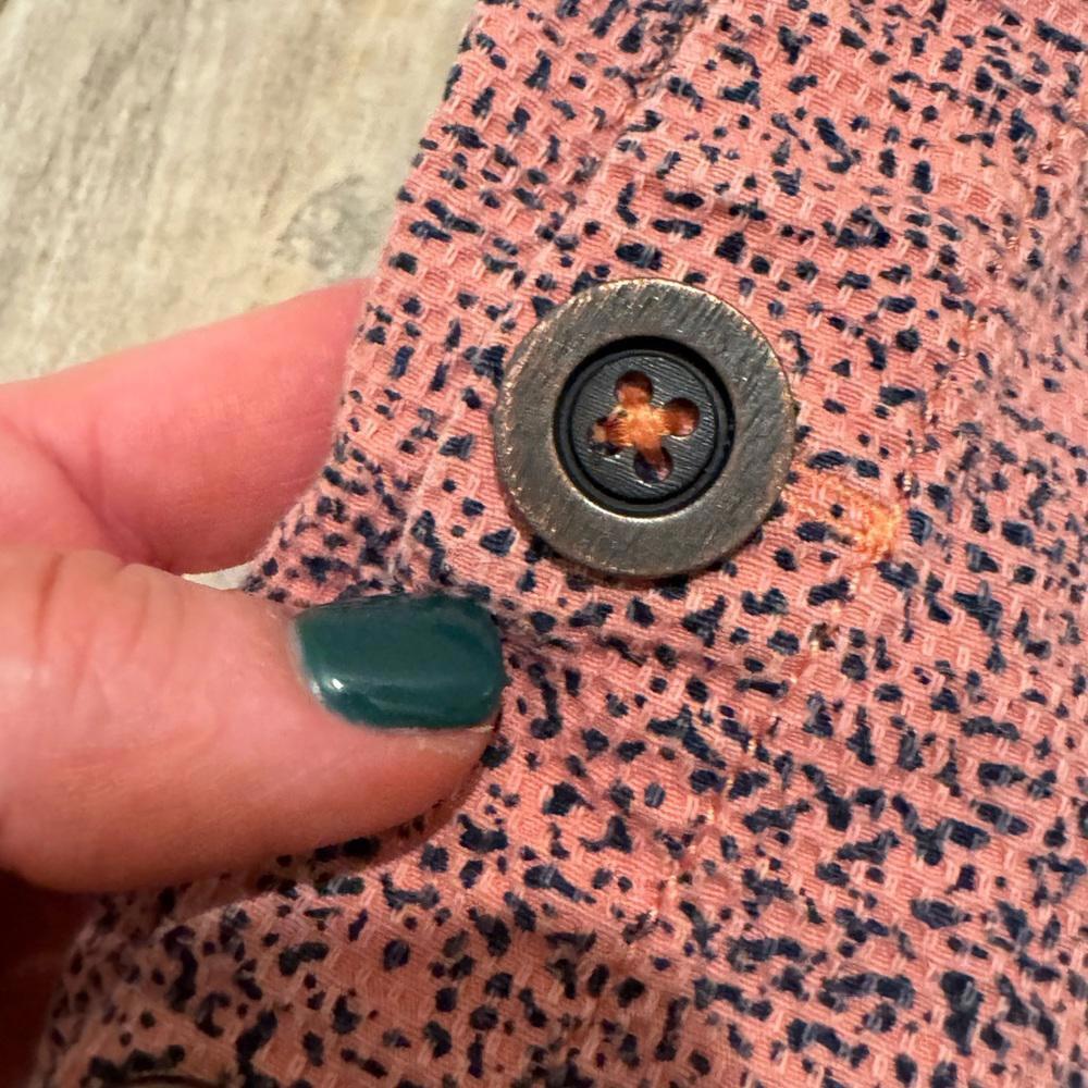 Anthropologie Cartonnier Island Hopper Shorts 4 Pink Side Button Down - Picture 7 of 8